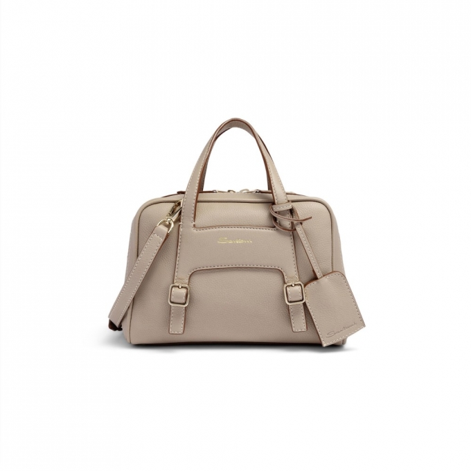 Borsa a mano in pelle beige - Naturale