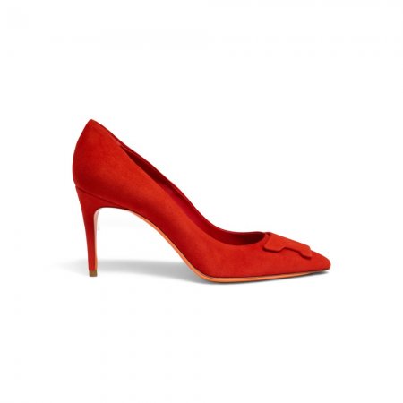 Décolletés tacco alto Santoni Sibille da donna in suede rosso - Rosso