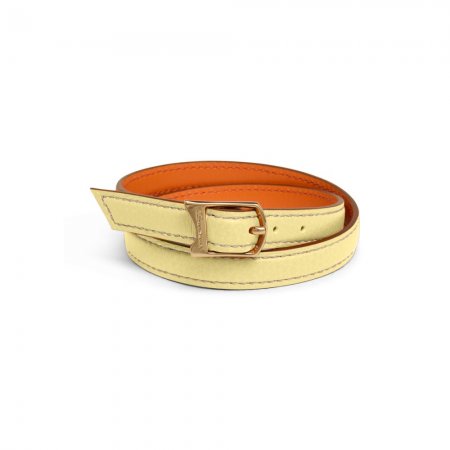 Braccialetto in pelle bottalata gialla - Giallo
