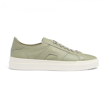 Double Buckle Sneaker da uomo in pelle bottalata verde chiaro - Verde