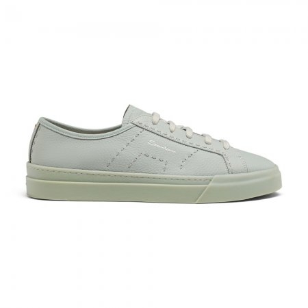 Double Buckle Sneaker da uomo in pelle bottalata azzurra - Azzurro