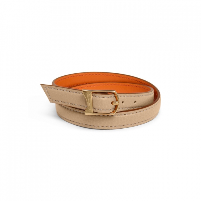 Braccialetto in pelle bottalata beige - Naturale