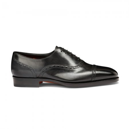 Stringata Oxford da uomo in pelle nera - Nero