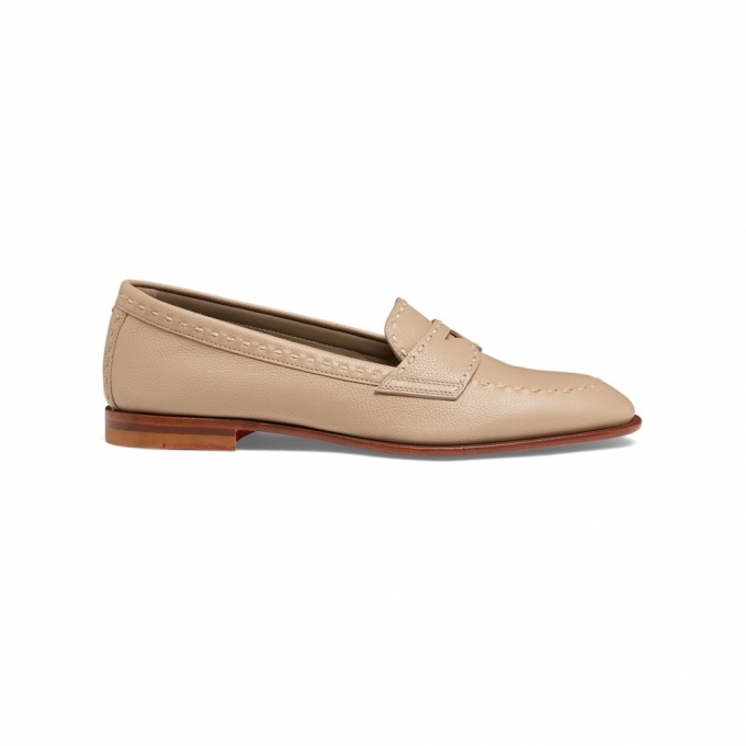 Mocassino penny da donna in pelle bottalata beige - Naturale