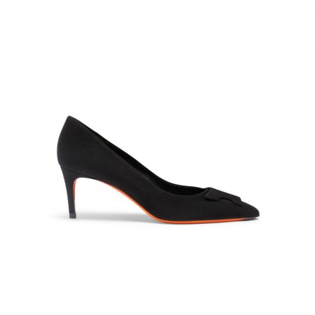 Décolletés tacco medio Santoni Sibille da donna in suede nero - Nero