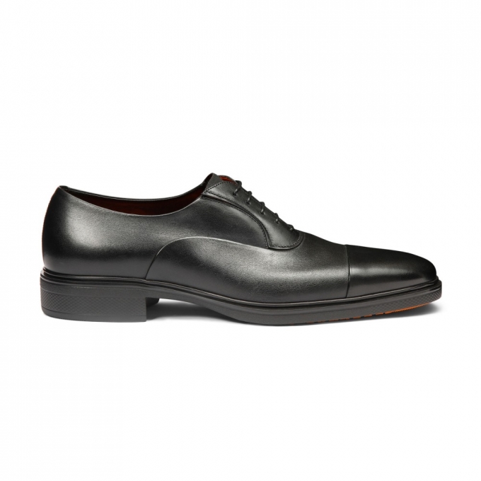 Stringata Easy da uomo in pelle nera - Nero