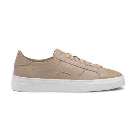 Double Buckle Sneaker da uomo in pelle bottalata beige - Naturale