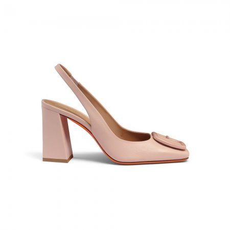 Slingback tacco alto da donna in pelle rosa - Rosa