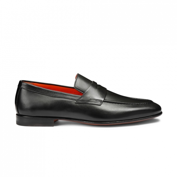 Mocassino penny da uomo in pelle anticata nera - Nero