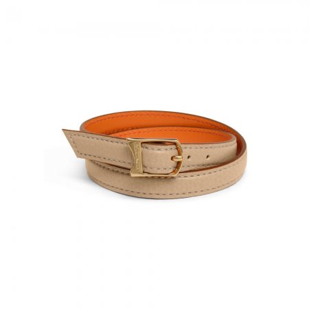 Braccialetto in pelle bottalata beige - Naturale