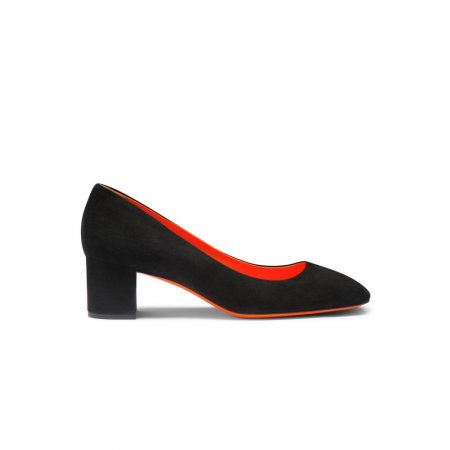 Décolletés tacco basso da donna in suede nero - Nero