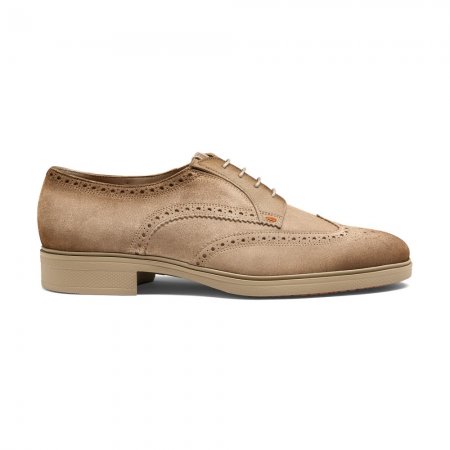 Stringata brogue Easy da uomo in suede beige - Naturale