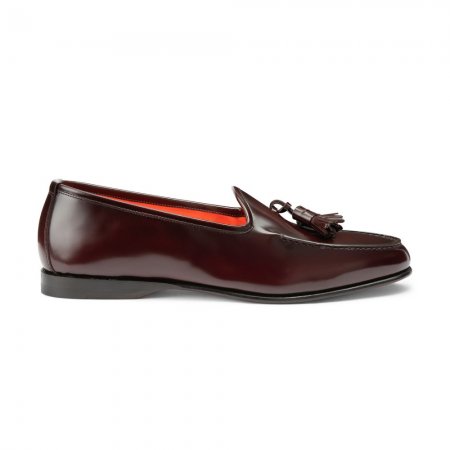 Mocassino Andrea con nappe da uomo in pelle lucida bordeaux - Bordeaux