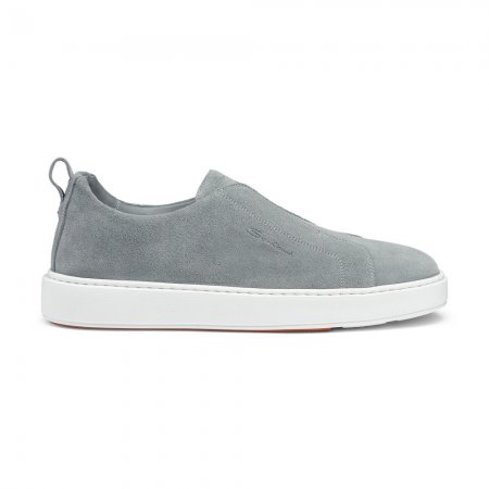 Sneaker slip-on da uomo in suede azzurro - Azzurro