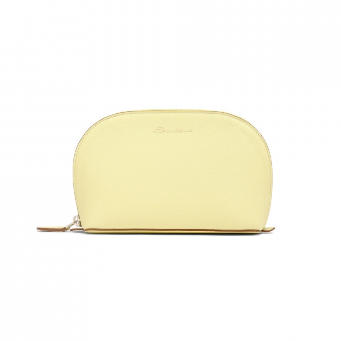 Pouch in pelle bottalata gialla - Giallo