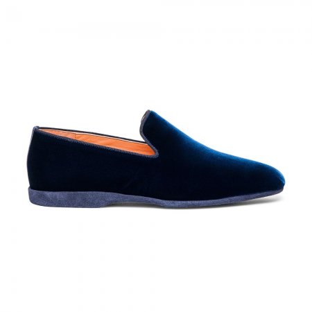 Pantofola da uomo in velluto blu - Blu