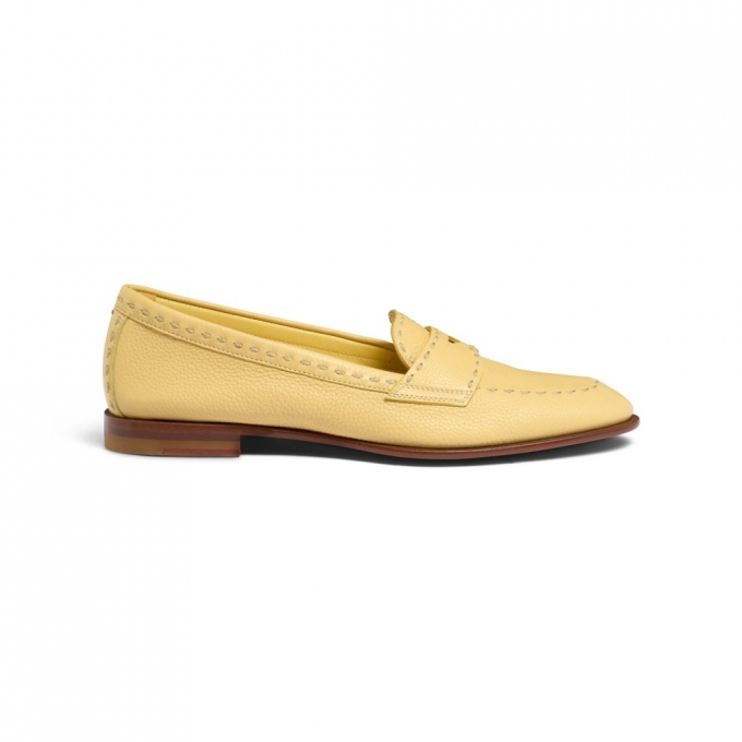 Mocassino penny da donna in pelle bottalata gialla - Giallo