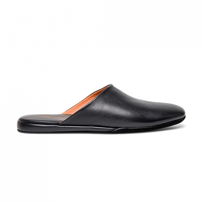 Pantofola da uomo in pelle nera - Nero