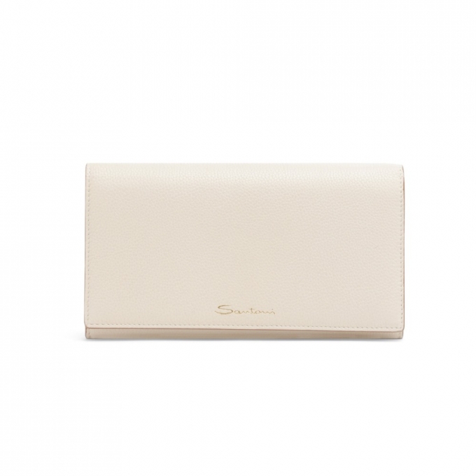 Borsa a tracolla in pelle bottalata bianca - Bianco