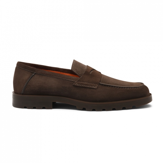 Mocassino penny da uomo in suede testa di moro - Testa di moro