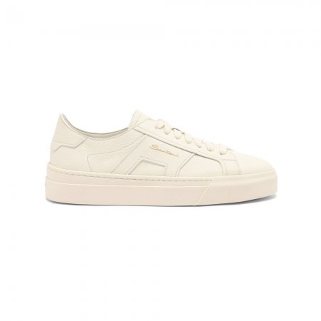 Double Buckle Sneaker da donna in pelle bottalata bianca - Bianco