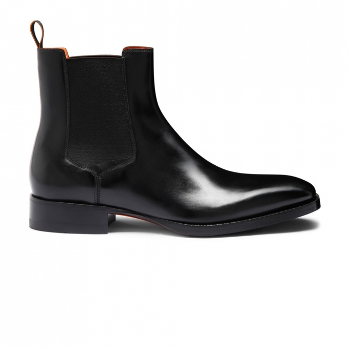 Stivaletto chelsea da uomo in pelle anticata nera - Nero