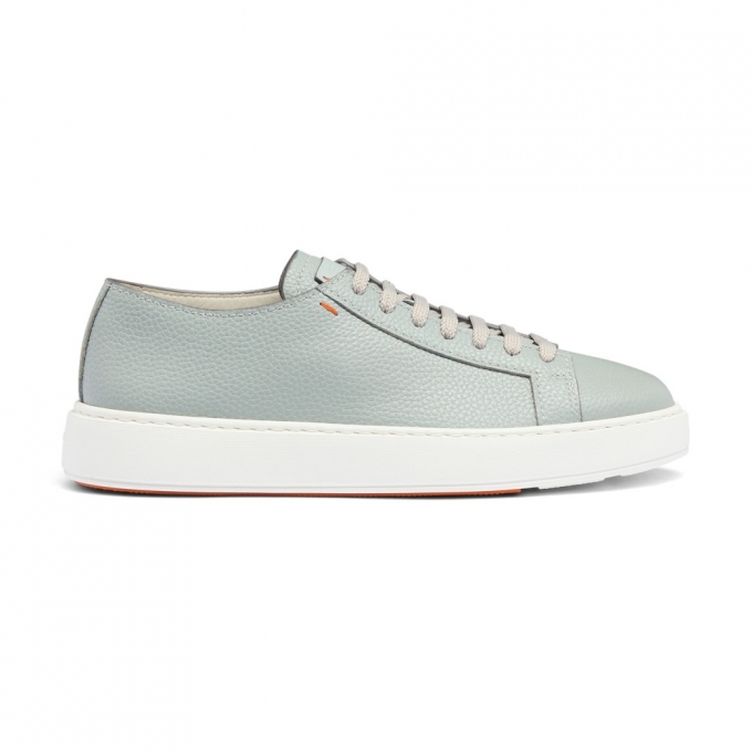 Sneaker da uomo in pelle bottalata azzurra - Azzurro