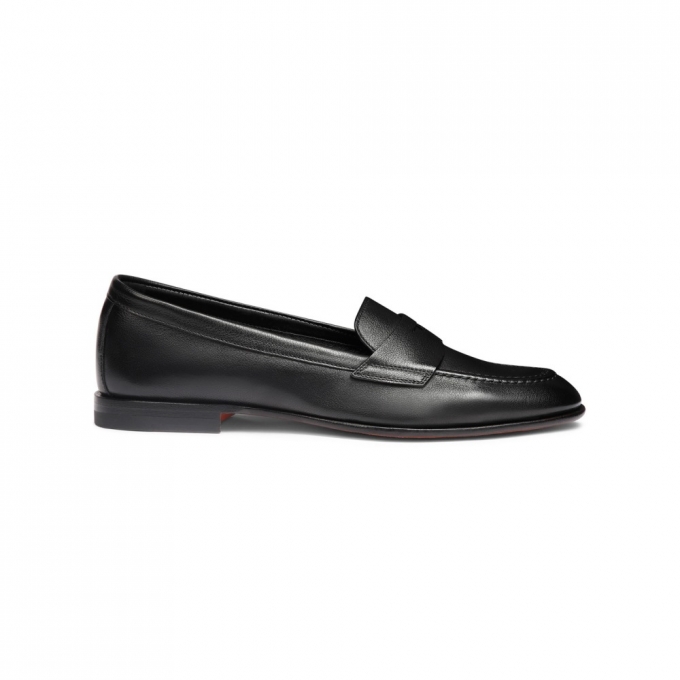 Mocassino penny da donna in pelle nera - Nero