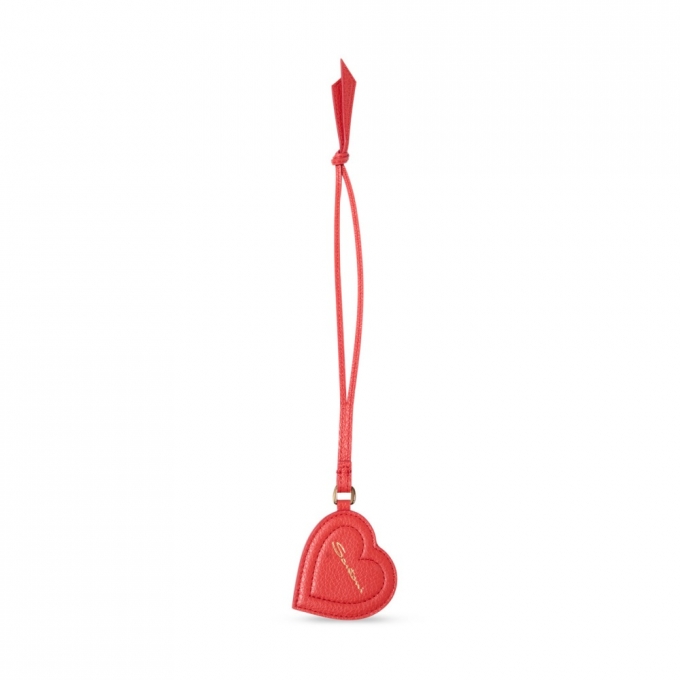 Charm cuore in pelle bottalata rossa - Rosso