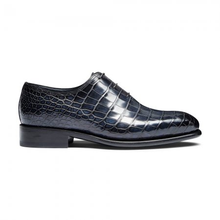Stringata oxford da uomo in alligatore blu - Blu