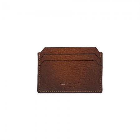 Porta carte di credito in saffiano marrone - Marrone medio