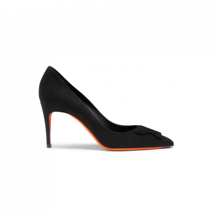 Décolletés tacco alto Santoni Sibille da donna in suede nero - Nero