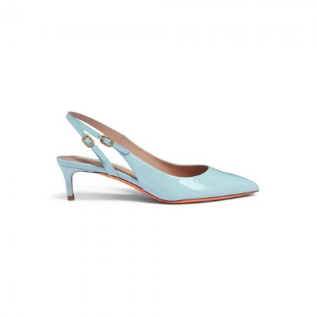 Slingback tacco medio da donna in vernice azzurra - Azzurro