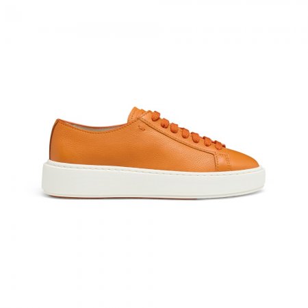 Sneaker da donna in pelle bottalata arancione - Arancione