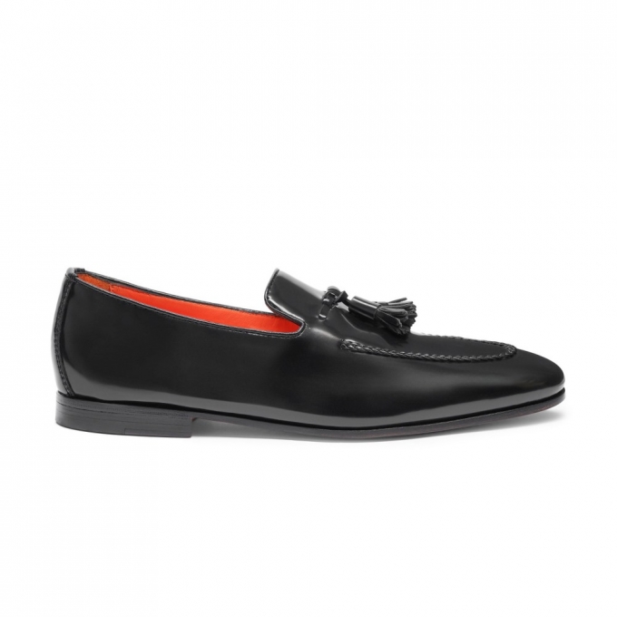 Mocassino con nappe da uomo in pelle nero - Nero