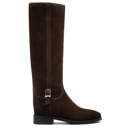 Stivale da donna in suede testa di moro - Testa di moro