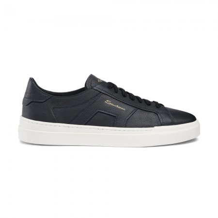 Double buckle sneaker da uomo in pelle bottalata blu - Blu