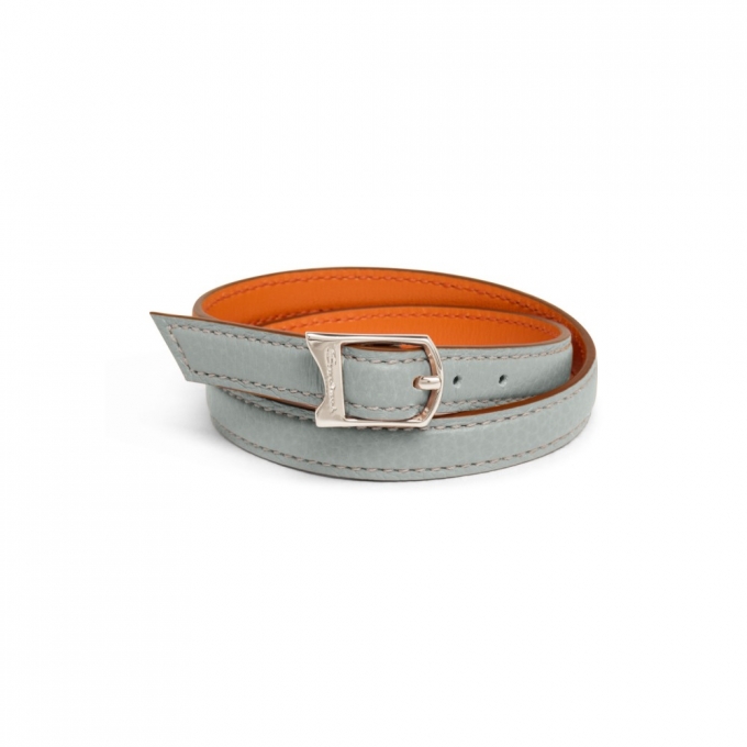 Braccialetto in pelle bottalata azzurra - Azzurro