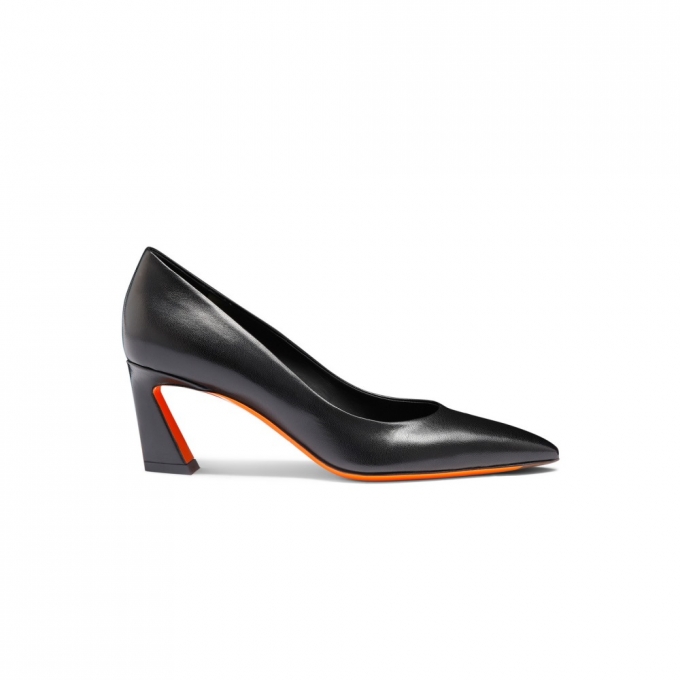 Décolletés tacco medio da donna in pelle nera - Nero