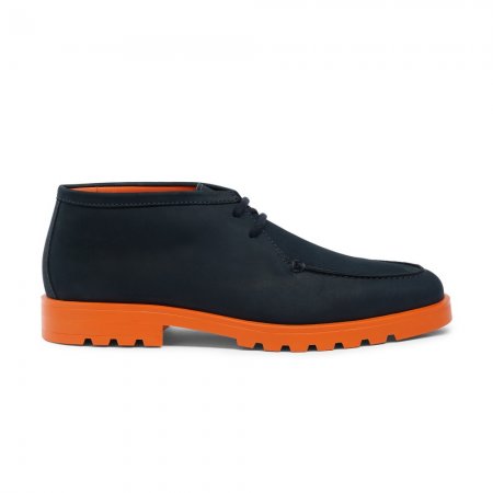 Stivaletto desert da uomo in nabuk blu e arancione - Blu