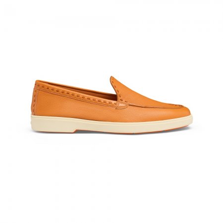 Mocassino da donna in pelle bottalata arancione - Arancione