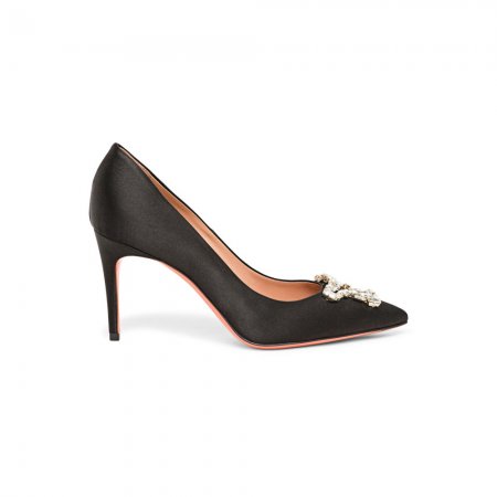 Décolletés tacco alto Santoni Sibille da donna in satin nero - Nero