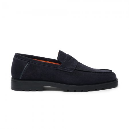 Mocassino penny da uomo in suede blu - Blu
