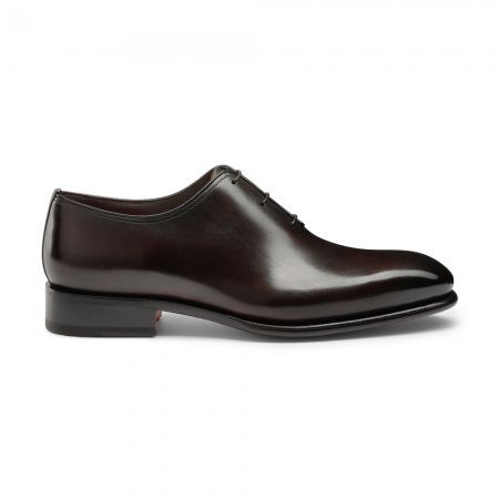 Stringata oxford da uomo in pelle anticata marrone - Testa di moro