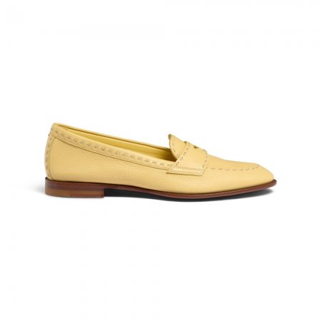Mocassino penny da donna in pelle bottalata gialla - Giallo