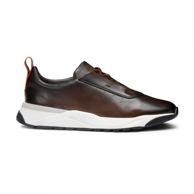 Sneaker da uomo in pelle testa di moro - Testa di moro