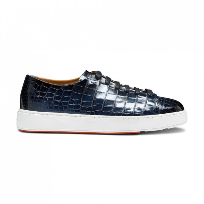 Sneaker da uomo in alligatore blu - Blu