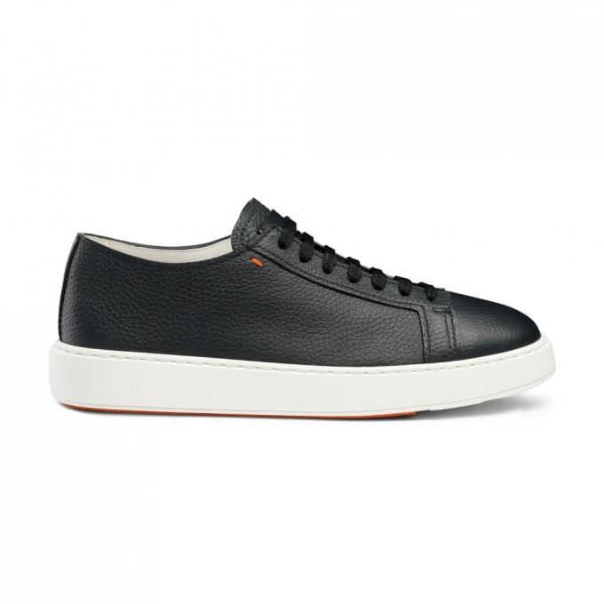 Sneaker da uomo in pelle bottalata blu - Blu