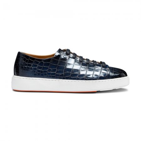 Sneaker da uomo in alligatore blu - Blu