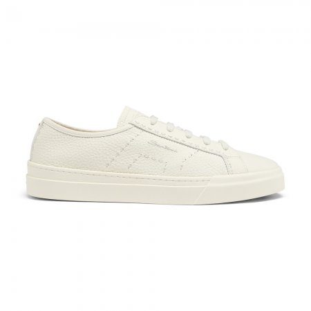 Double Buckle Sneaker da uomo in pelle bottalata bianca - Bianco